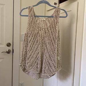 Eileen Fisher Tan Crocheted Vest. Size M.